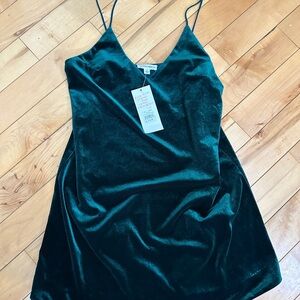 forest green velvet mini dress